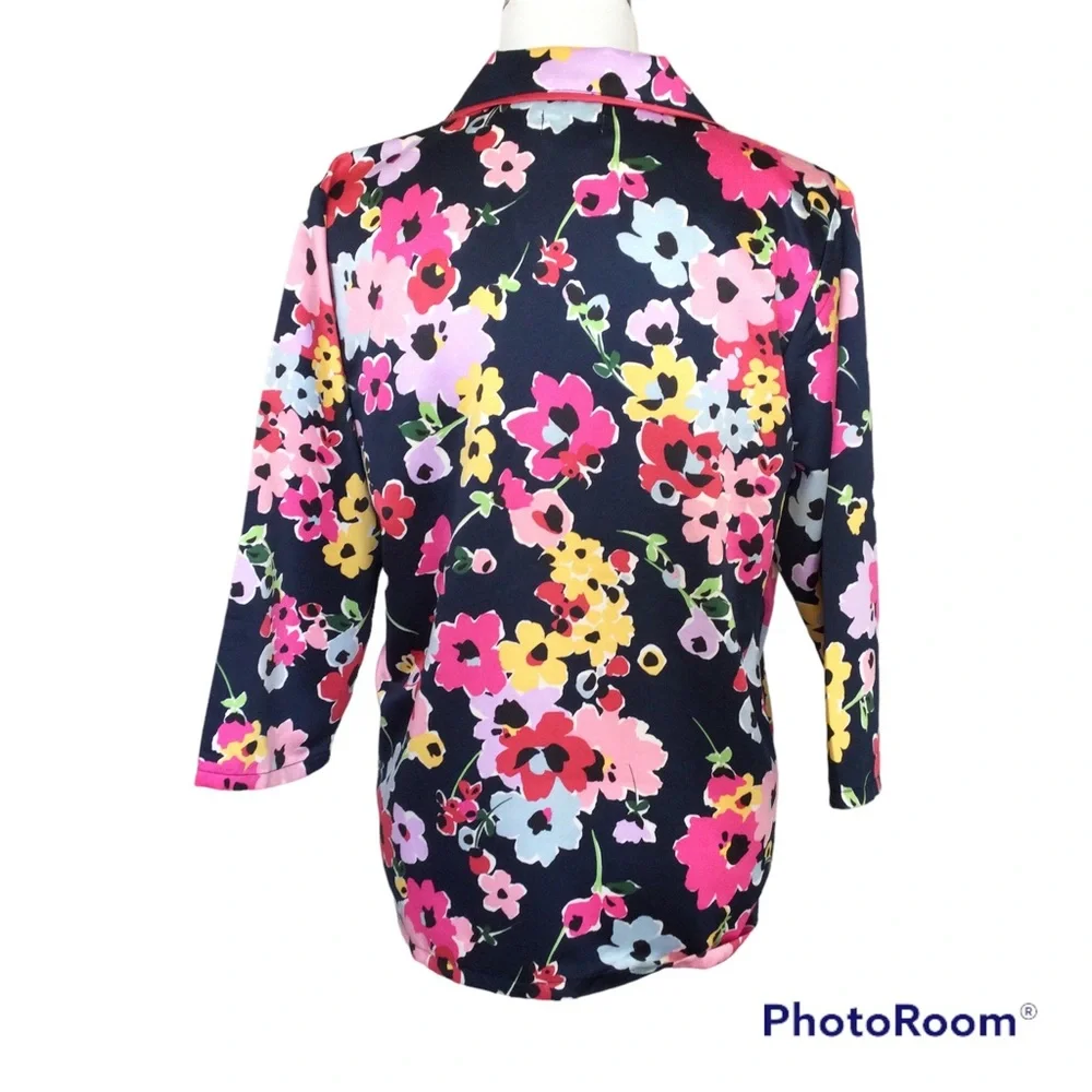 Kate Spade Wildflower Bouquet Pajama Top Colorful Blue and Pink Floral
